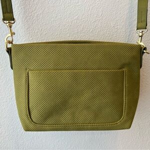 Olive Green Perforated Crossbody Bag